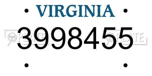 3998455 Virginia License Plate