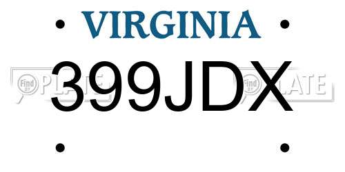 399JDX Virginia License Plate