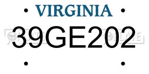 39GE202 Virginia License Plate