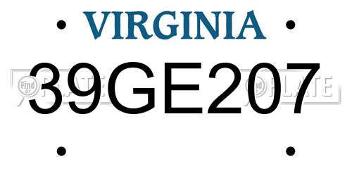 39GE207 Virginia License Plate