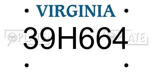 39H664 Virginia License Plate