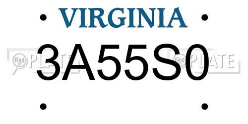3A55S0 Virginia License Plate