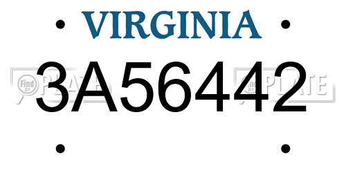 3A56442 Virginia License Plate