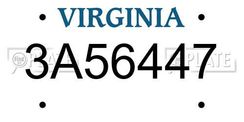 3A56447 Virginia License Plate