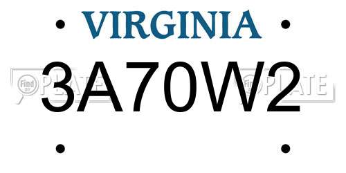 3A70W2 Virginia License Plate