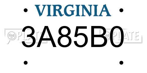 3A85B0 Virginia License Plate