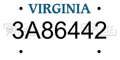3A86442 Virginia License Plate