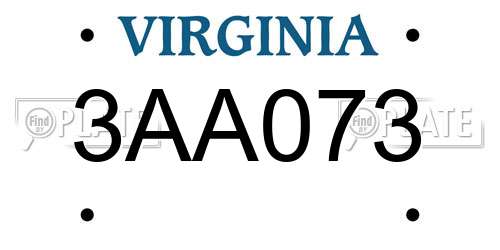 3AA073 Virginia License Plate