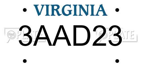 3AAD23 Virginia License Plate