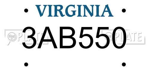 3AB550 Virginia License Plate