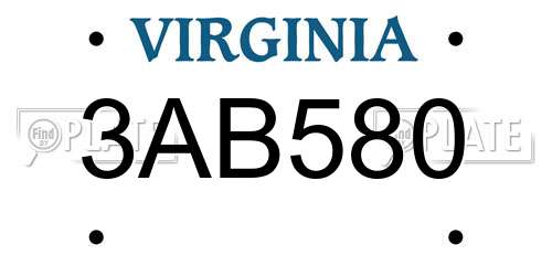 3AB580 Virginia License Plate