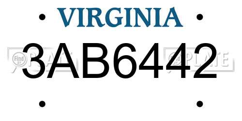 3AB6442 Virginia License Plate