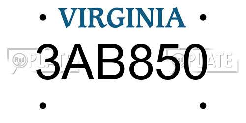 3AB850 Virginia License Plate