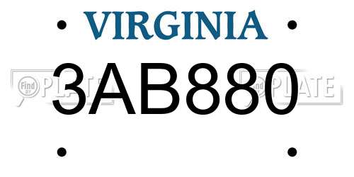 3AB880 Virginia License Plate