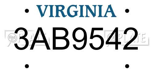 3AB9542 Virginia License Plate