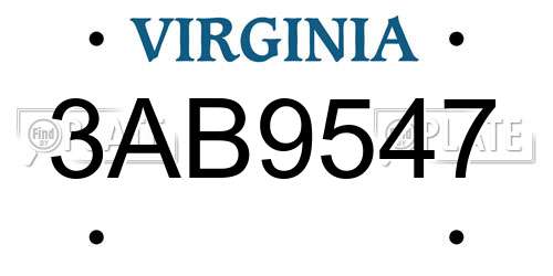 3AB9547 Virginia License Plate