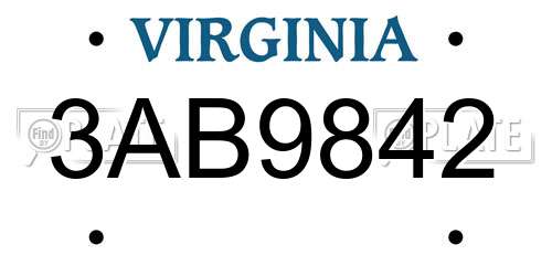 3AB9842 Virginia License Plate