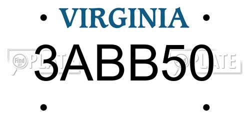 3ABB50 Virginia License Plate