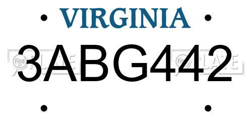 3ABG442 Virginia License Plate