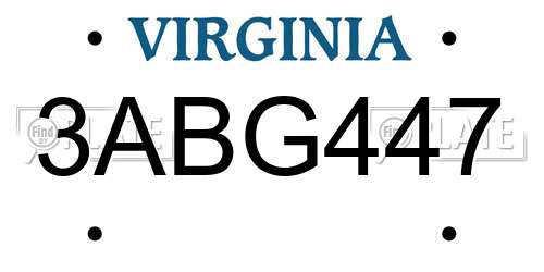 3ABG447 Virginia License Plate