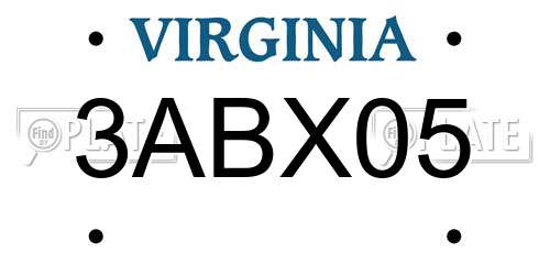 3ABX05 Virginia License Plate