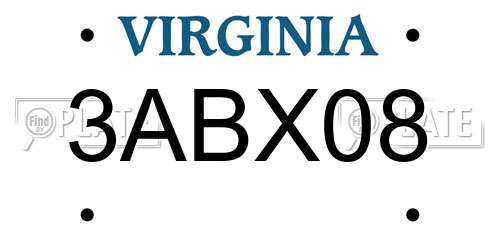3ABX08 Virginia License Plate