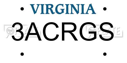 3ACRGS Virginia License Plate