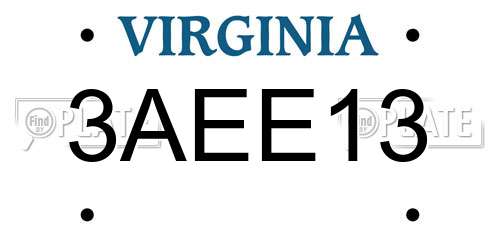 3AEE13 Virginia License Plate
