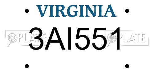 3AI551 Virginia License Plate