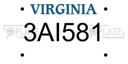 3AI581 Virginia License Plate