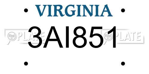 3AI851 Virginia License Plate