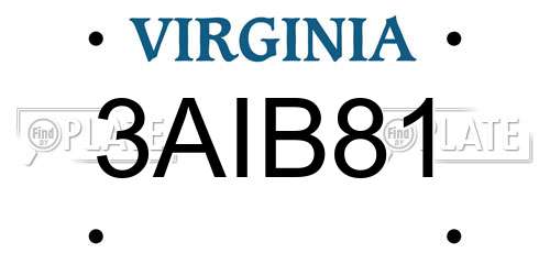 3AIB81 Virginia License Plate