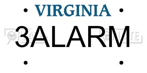 3ALARM Virginia License Plate