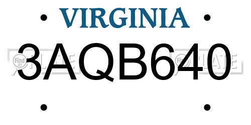 3AQB640 Virginia License Plate