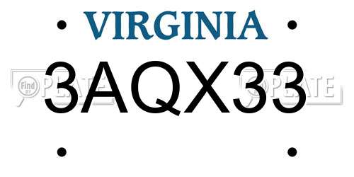 3AQX33 Virginia License Plate