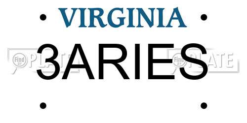 3ARIES Virginia License Plate