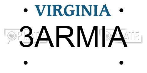 3ARMIA Virginia License Plate