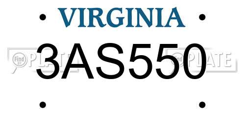 3AS550 Virginia License Plate