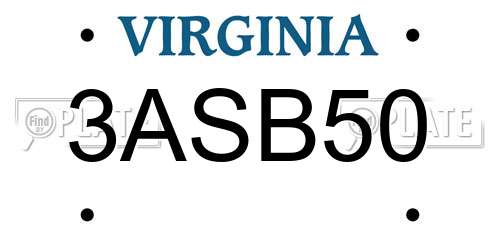 3ASB50 Virginia License Plate