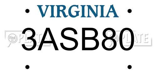 3ASB80 Virginia License Plate