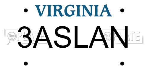 3ASLAN Virginia License Plate