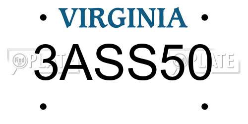 3ASS50 Virginia License Plate