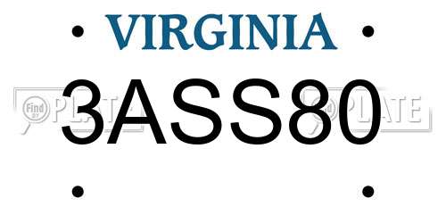 3ASS80 Virginia License Plate