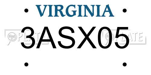3ASX05 Virginia License Plate