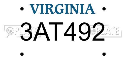 3AT492 Virginia License Plate