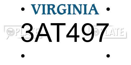 3AT497 Virginia License Plate