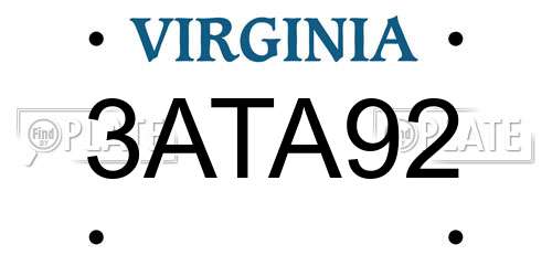 3ATA92 Virginia License Plate