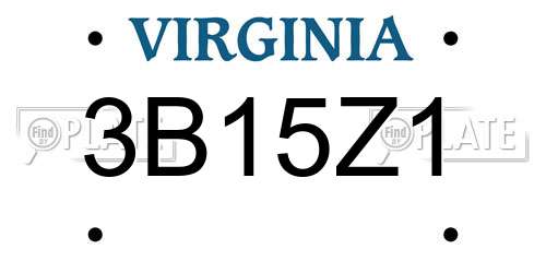 3B15Z1 Virginia License Plate