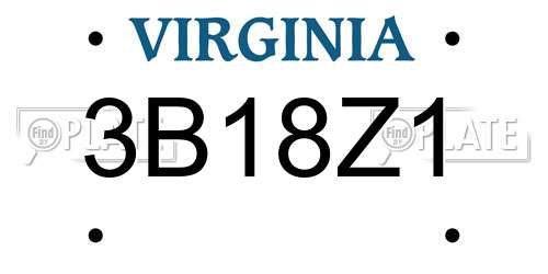 3B18Z1 Virginia License Plate
