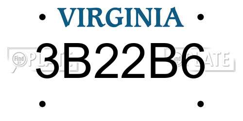 3B22B6 Virginia License Plate